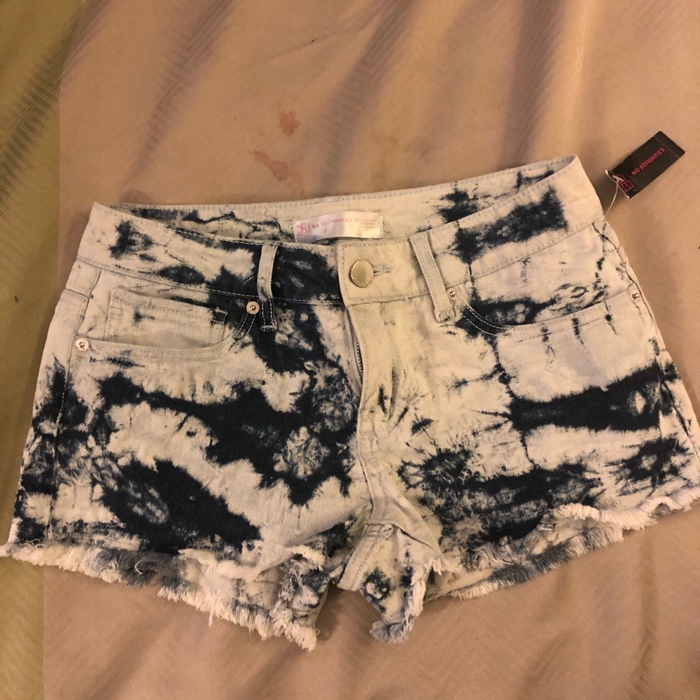 Bleached washed  denim shorts